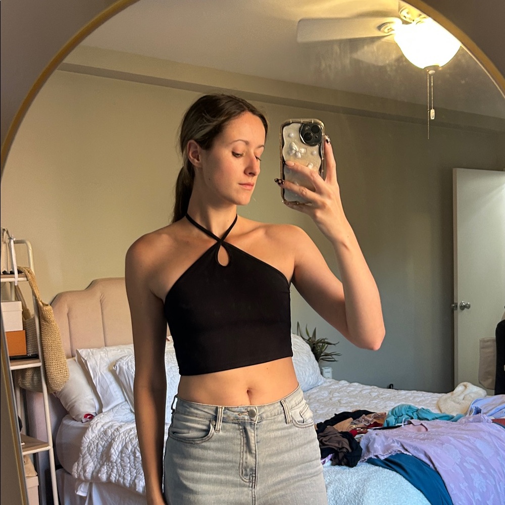 Zara Black Halter Crop Top